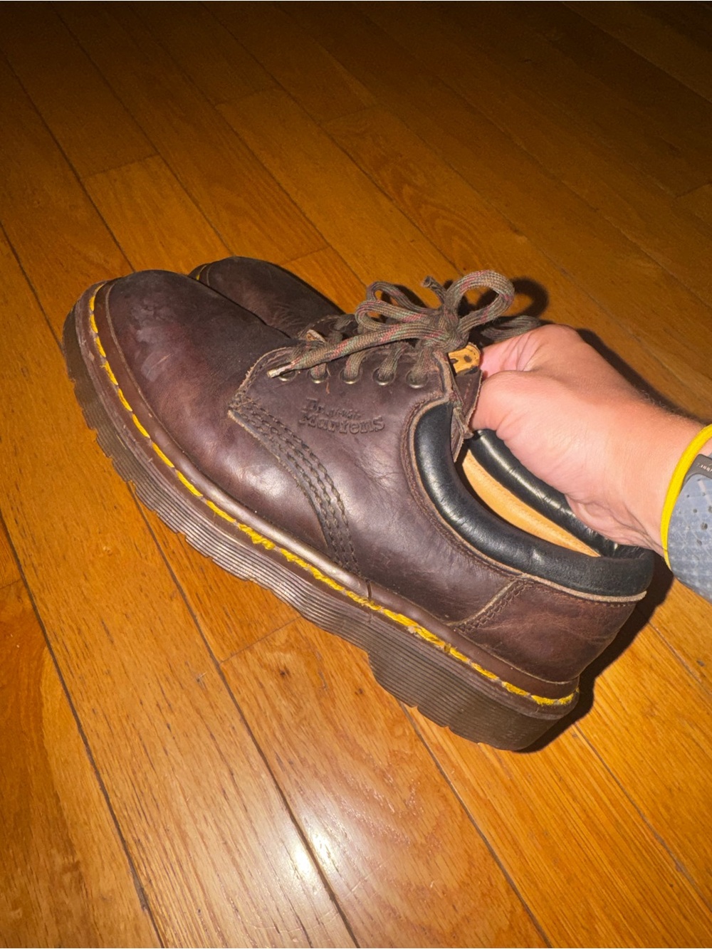 Dr. Martens Brown Leather 5-Eye Oxford with Yellow Welt Stitching